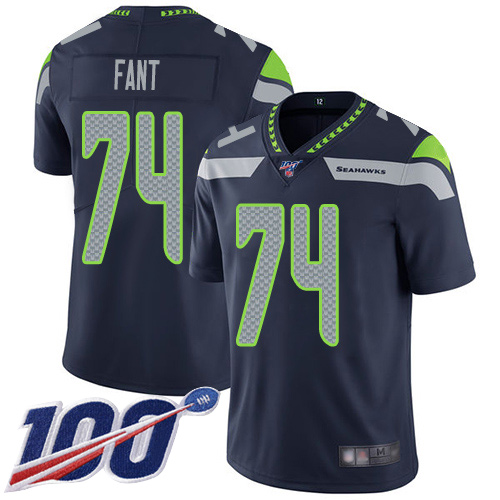 Seattle Seahawks Limited Navy Blue Men George Fant Home Jersey NFL Football #74 100th Season Vapor Untouchable->youth nfl jersey->Youth Jersey